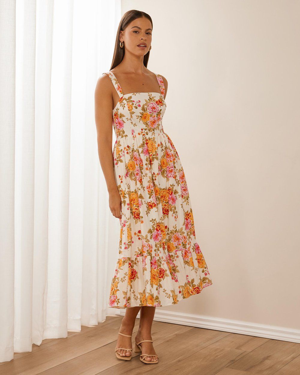 Stefania Linen Blend Midi Dress | THE ICONIC (AU & NZ)