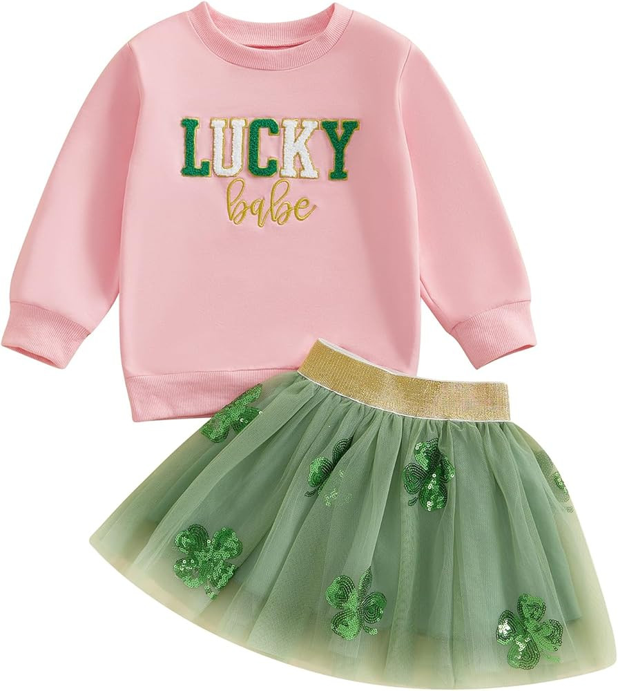 Kayotuas Toddler Baby Girl St Patricks Day Outfit Lucky Charm Sweatshirt and Tulle Tutu Skirts Se... | Amazon (US)