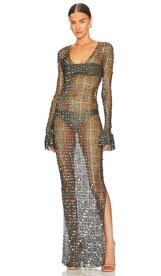 x REVOLVE Crochet Maxi Dress in Olive Green | Revolve Clothing (Global)