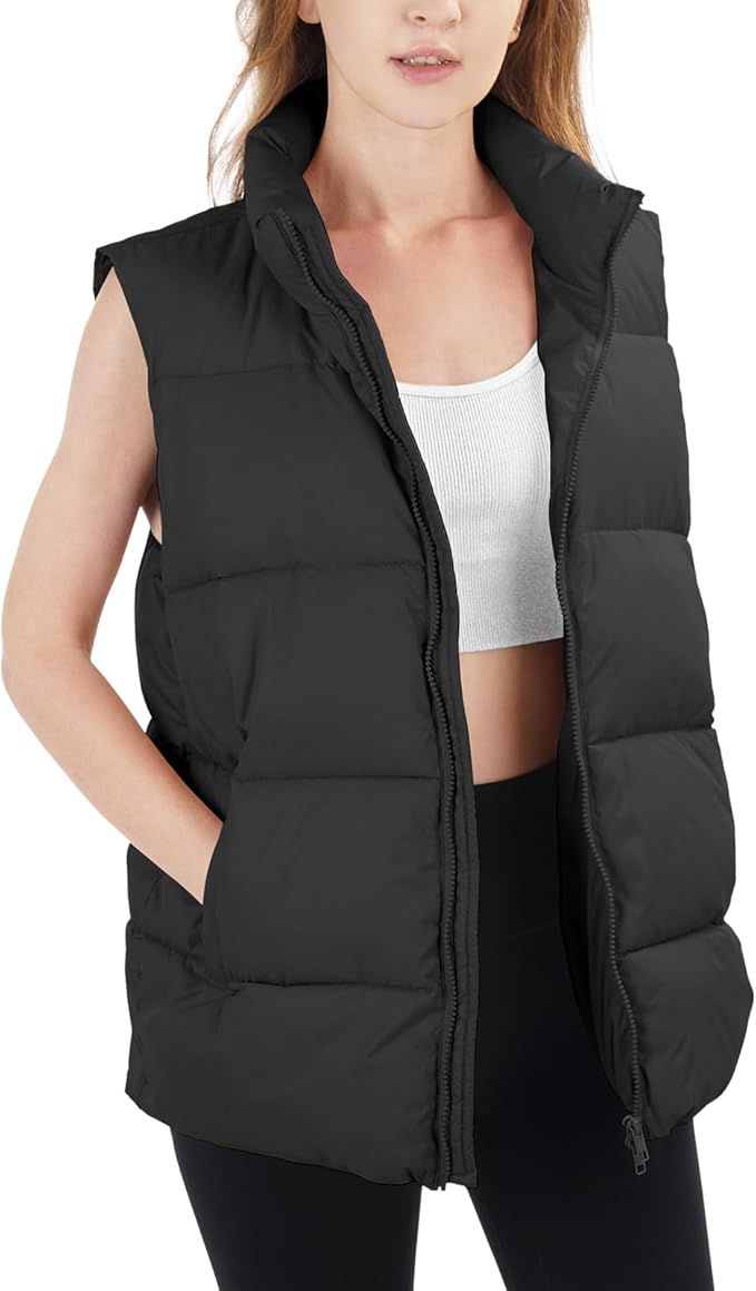Loowoko Puffer Vest Women, Sleeveless Stand Collar Zip Up Buckle Padded Winter Gilet Jacket Coat ... | Amazon (US)