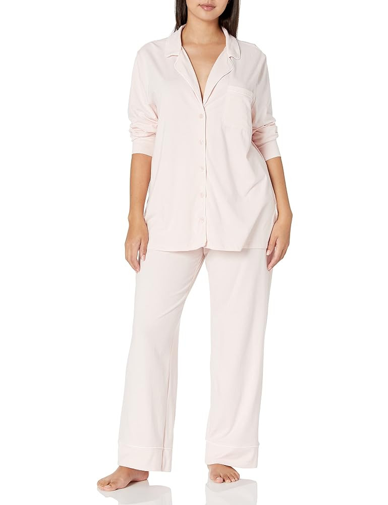 Amazon Essentials Women's Cotton Modal Long-Sleeve Shirt and Full-Length Bottom Pajama Set | Amazon (US)