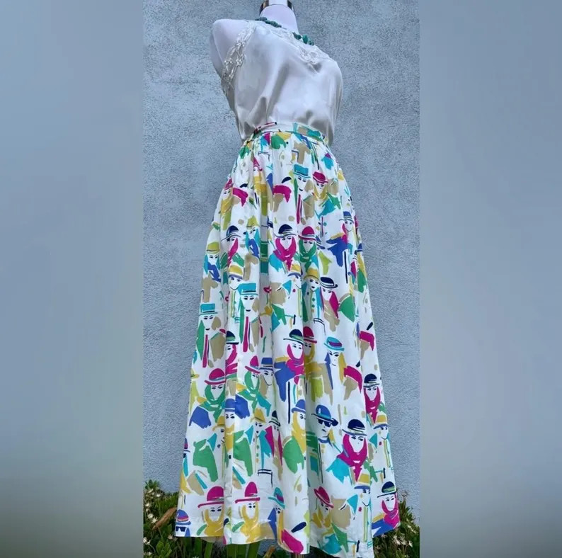 Vintage 80s Dominato Abstract Portrait Midi Skirt | Made in Canada | Size 4 - Etsy | Etsy (Global)