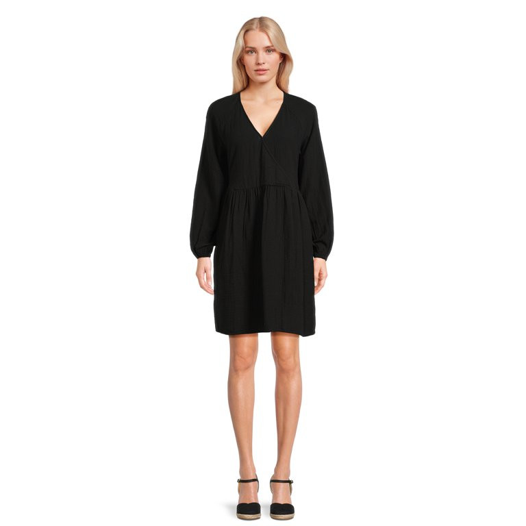 Time and Tru Women’s Mini Wrap Dress, Sizes XS-XXXL | Walmart (US)