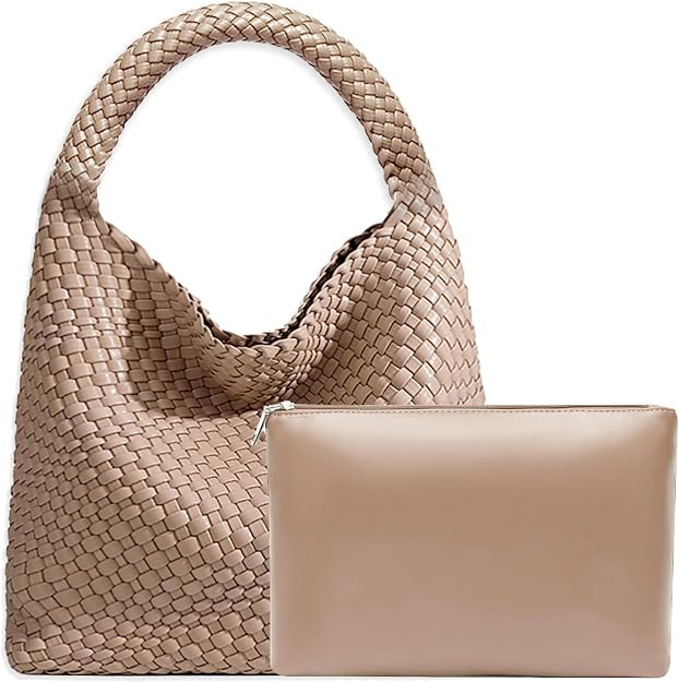 Women Vegan Leather Hand-Woven Tote Handbag Fashion Shoulder Top-handle Bag All-Match Underarm Ba... | Amazon (US)