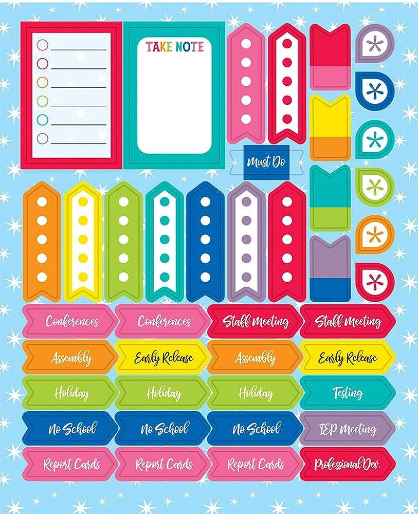 Schoolgirl Style Hello Sunshine Colorful Planner Stickers, 252 Teacher Planner Stickers for To Do... | Amazon (US)