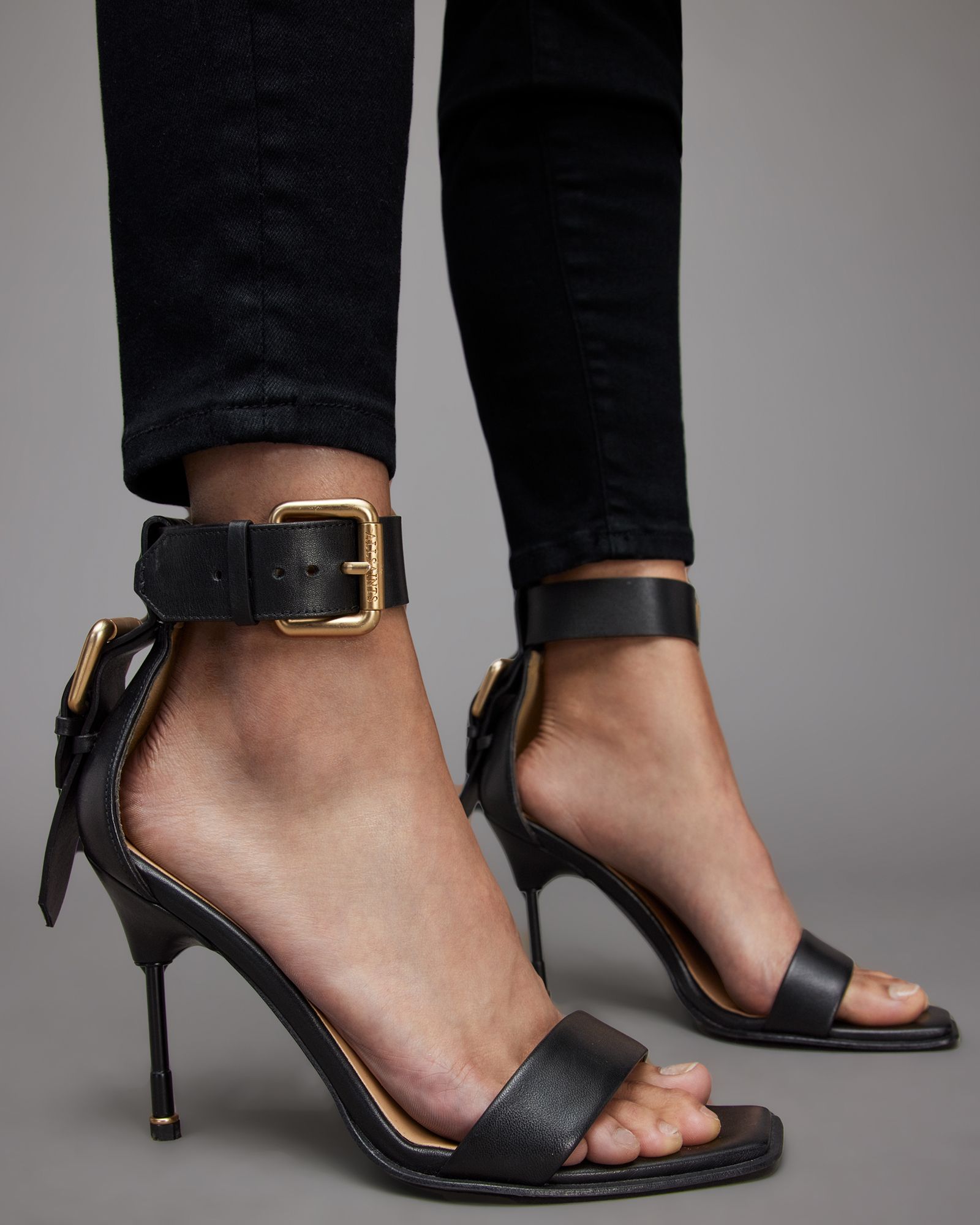 Noir Leather Sandals | AllSaints US