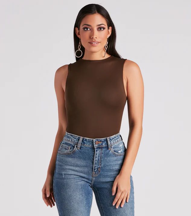 Smooth Silhouette Mock Neck Bodysuit | Windsor Stores