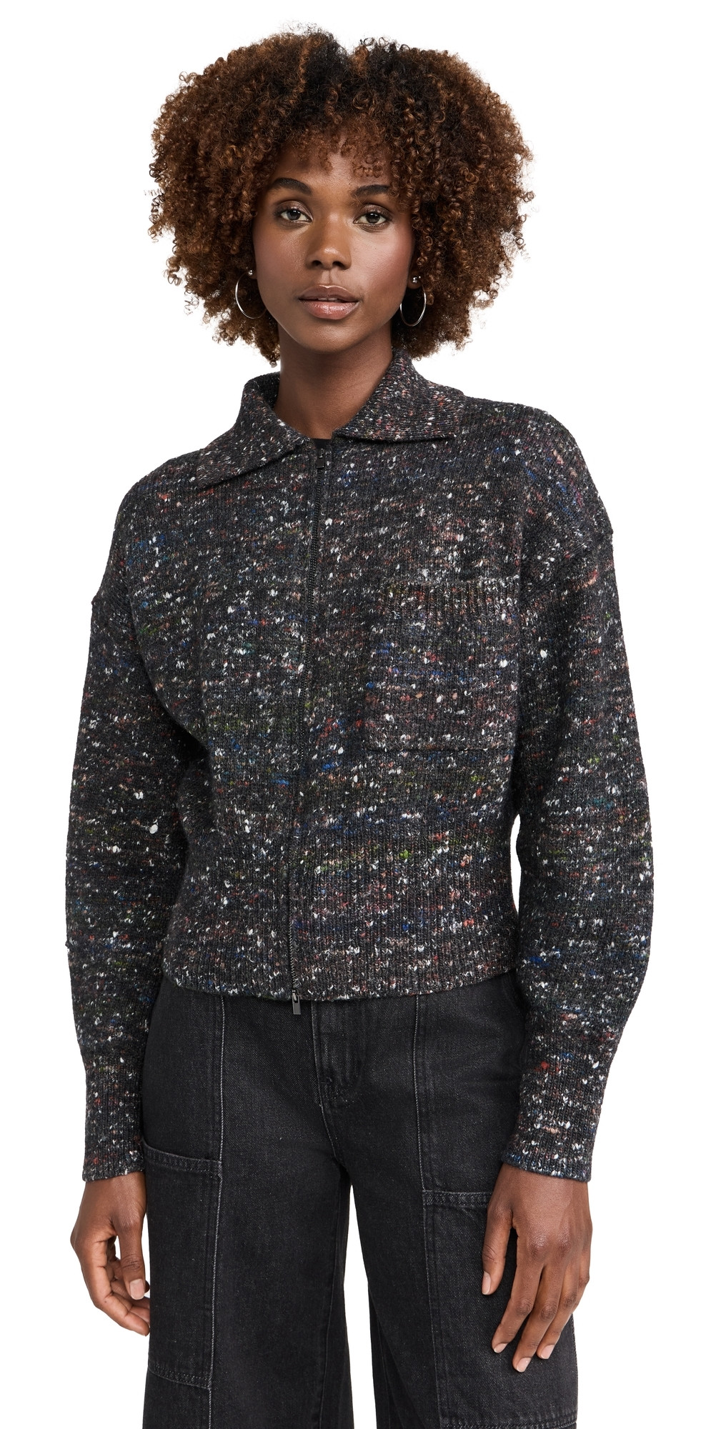 Vince Donegal Zip Jacket Black Donegal XS | Shopbop