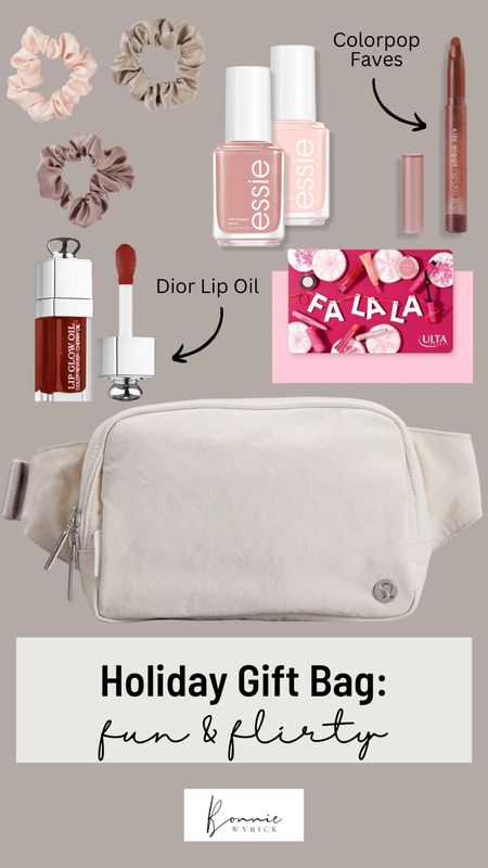 Fun and flirty gift bag idea for the makeup lover in your life! Gift the trendy Lululemon belt bag with your bff’s favorite goodies packed inside. BFF Gift Guide | Beauty Gift Guide | Makeup Gift Guide | Gifts For Her

#LTKCyberweek #LTKHoliday #LTKGiftGuide