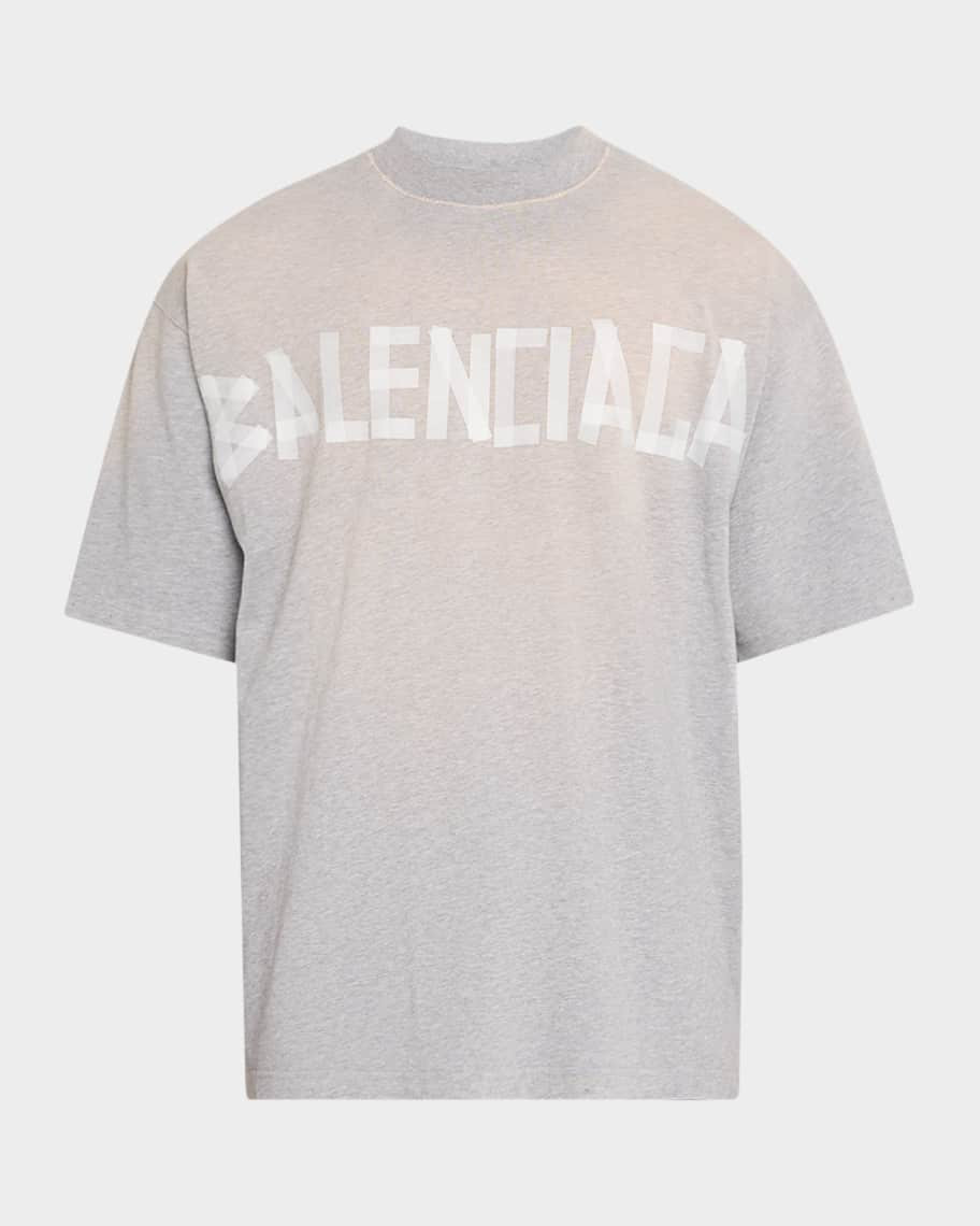 Balenciaga Men's Medium-Fit Tape Logo T-Shirt | Neiman Marcus
