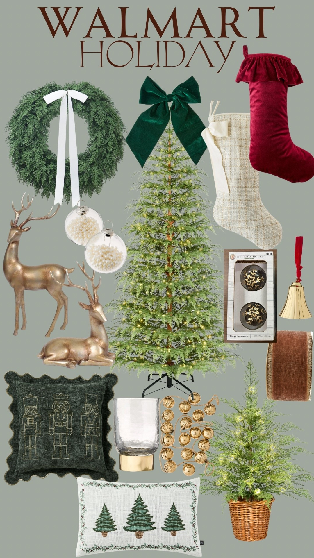 Walmart holiday finds 🎄✨ festive stockings, cozy pillows, glowing trees & timeless accents to make your home holiday-ready!



#WalmartHoliday #WalmartHome #ChristmasTree #ChristmasWreath #HolidayStockings #VelvetStocking #HolidayRibbon #ChristmasBow #GoldReindeer #HolidayOrnaments #ChristmasOrnaments #HolidayBell #NutcrackerPillow #ChristmasPillow #HolidayThrowPillow #VaseDecor #HolidayGarland #JingleBellDecor #MiniChristmasTree #WovenBasketDecor #HolidayRibbonDecor

#LTKSeasonal #LTKHome #LTKFindsUnder50
