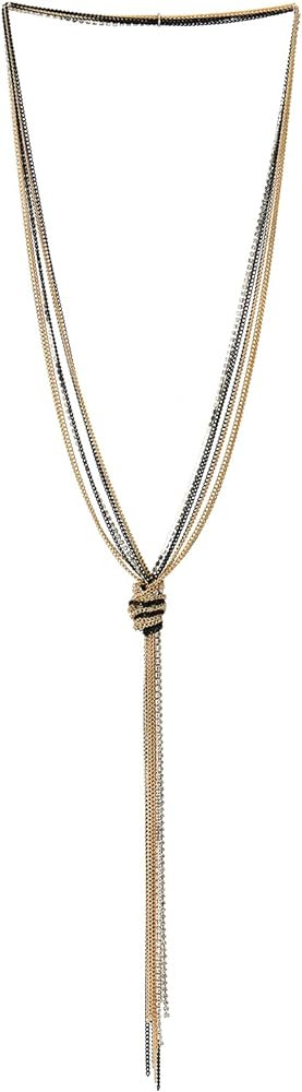 COOLSTEELANDBEYOND Chic Lariat Necklace Tassel Pendant with Rhinestones, Multi-strand Long Chains... | Amazon (US)