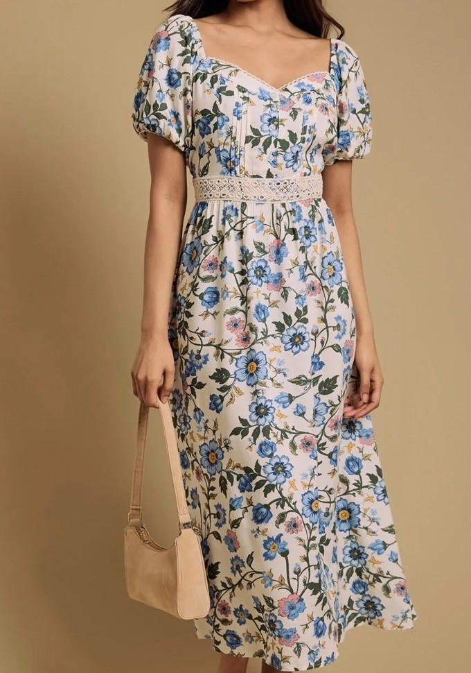 Blue floral petite midi dress for spring and summer.

#LTKPetite #LTKMidsize
