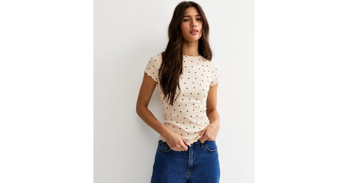 Cream Short Sleeve Spot Print Babylock T-Shirt | New Look | New Look (UK)