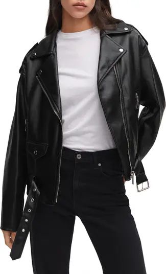MANGO Oversize Faux Leather Moto Jacket | Nordstrom | Nordstrom