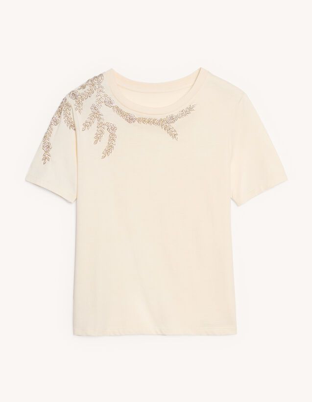 T-shirt with embroidery and rhinestones | Sandro Paris (US)