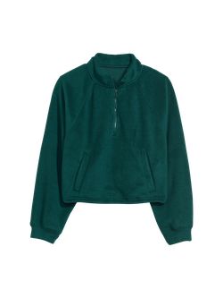 Oversized Sherpa Half-Zip Sweatshirt for Women | Old Navy (US)