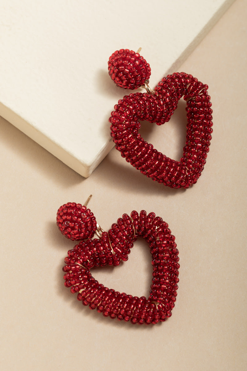 Audrey Open Heart Beaded Drop Earrings | Francesca's