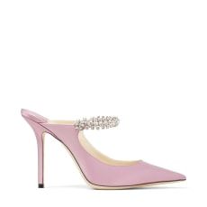 Lilac Satin Mules with Crystal Strap | Jimmy Choo (US)