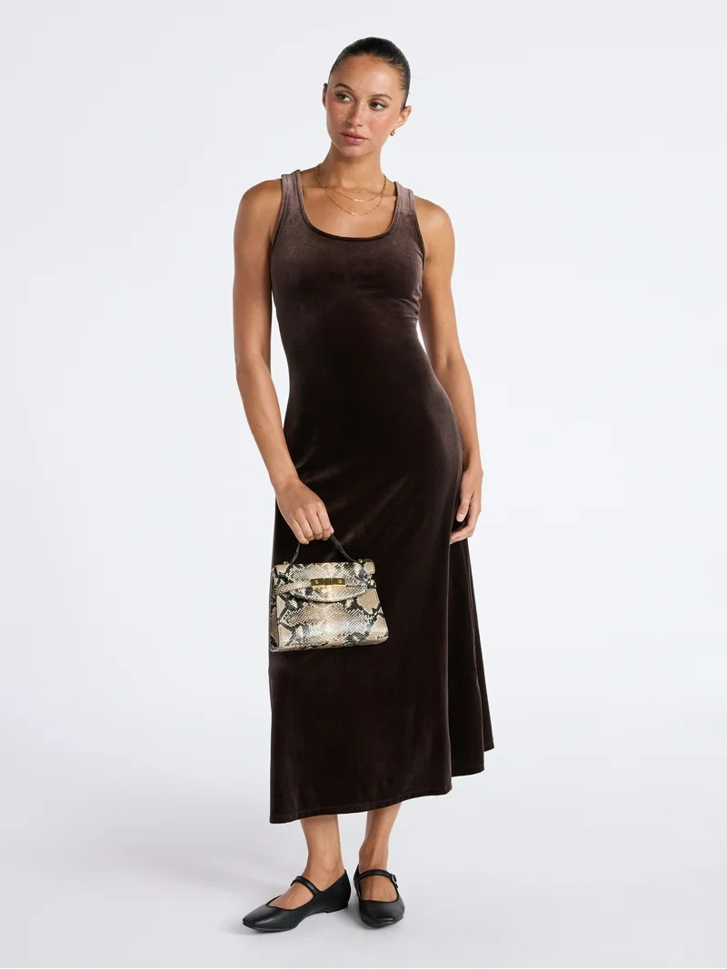 Time and Tru Women's Velvet Tank Maxi Dress, Sizes XS-XXXL - Walmart.com | Walmart (US)