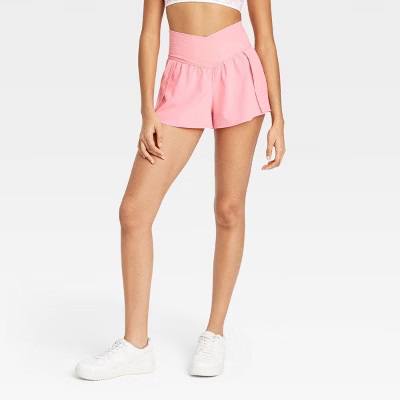 Women's Crossover Waistband High Rise Woven Shorts - JoyLab™ Pink M | Target