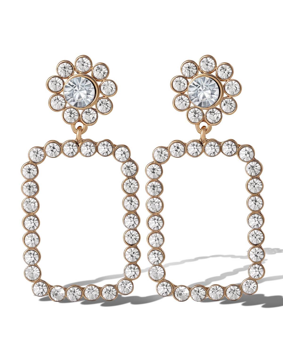 Jessica Simpson Gold-Tone Pave Rectangle Drop Earrings - Gold | Macy's