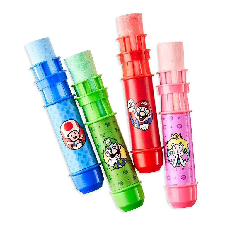 Nintendo Super Mario Bros. Jumbo Sidewalk Chalk Set with Holders, 4 Chalk Sticks | Walmart (US)
