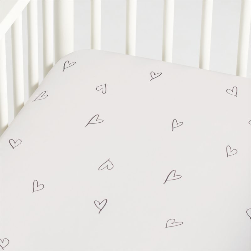 Charcoal Heart Organic Baby Crib Fitted Sheet by Leanne Ford | Crate & Kids | Crate & Barrel