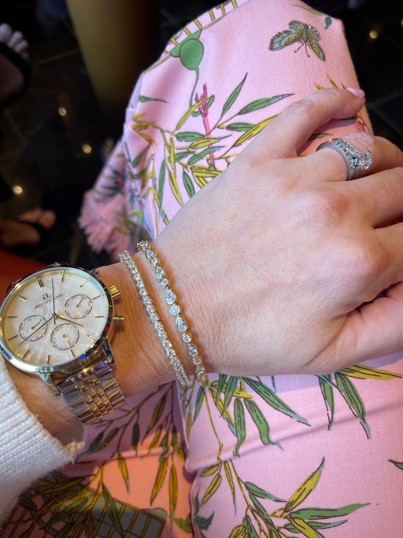 LTK Detailed Description with SEO + Colorful Emoji Sprinkles
Use code ASHLEYBA for 10% off my Melinda Maria jewelry 💎✨

Arm candy goals on vacay 💖👛! Stacked up in sparkle with my go-to Melinda Maria tennis bracelets — one classic round cut and one with teardrop stations for extra elegance 💫💍. These are the perfect everyday glam pieces that layer effortlessly with watches, bangles, or worn solo ⌚🤍.

Wearing them with a gold chronograph watch and a stunning pink + green tropical floral pant for a dressy cruise night look. These bracelets bring just the right shine for travel, events, or dinner on the ship 🌴✨🚢.

Bracelet Details:
	•	Melinda Maria Tennis Bracelet (classic round cut)
	•	Melinda Maria Dew Drop Bracelet
	•	Use code ASHLEYBA for 10% off your order!


Melinda Maria bracelet stack, travel jewelry, cruise outfit accessories, tennis bracelet look, tropical style stack, gold and diamond bracelets, preppy glam jewelry, cruise jewelry style

Perfect for:
Dinner at sea 🌊, formal nights 💃, tropical travels 🌴, gifting occasions 🎁, everyday sparkle ✨

Chic. Timeless. Stackable. Everything’s linked on LTK! 🛍️💗 #MelindaMariaStyle

#LTKFindsUnder50 #LTKOver40 #LTKFindsUnder100