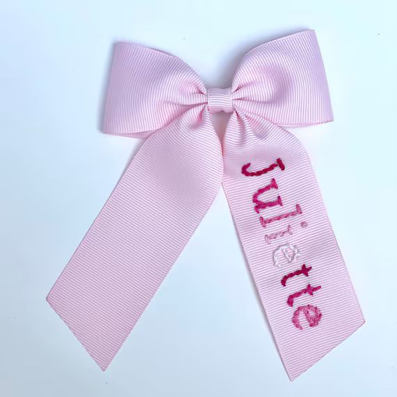 Pink Ombre Name Hand-embroidered Bow - Etsy | Etsy (US)
