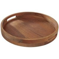 PAWNORA Round Mango Wood Serving Tray in Natural | Debenhams UK