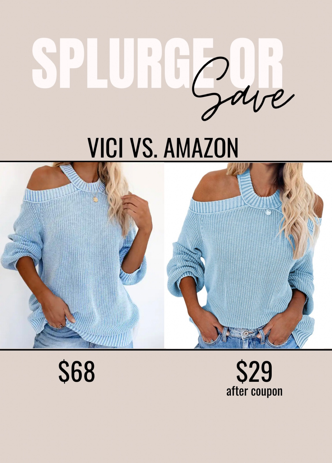 Amazon fashion, amazon deal, vici, cold shoulder sweater, cutout sweater, chunky sweater, knit sweater, fall sweater, splurge or save, look for less, affordable fashion 

#LTKsalealert #LTKSeasonal #LTKstyletip