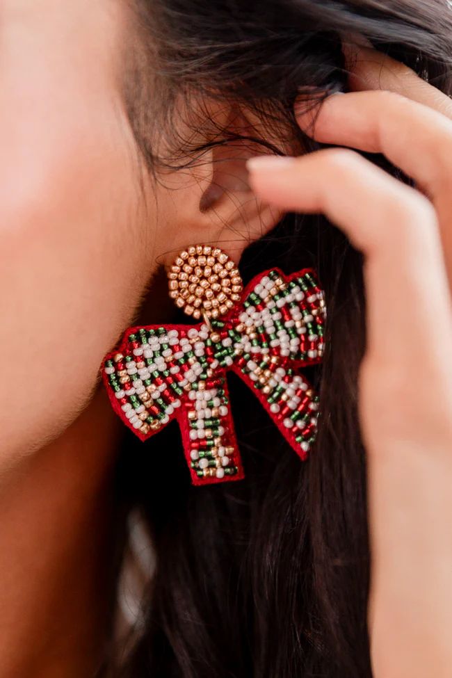 Beaded Bow Earrings | Pink Lily