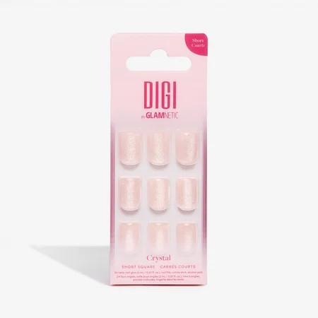 DIGI by Glamnetic Short Square Artificial Press-on Nails, Crystal, 24 Pieces | Walmart (US)
