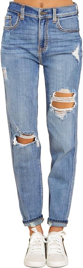 LookbookStore Mom Jeans for Women High Waisted Ripped Boyfriend Jeans Distressed Stret... | Amazon (US)