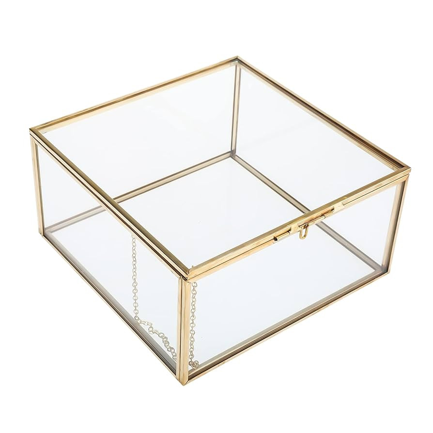 HighFree Vintage Glass Box with Lid - Clear Jewelry Glass Display Box Keepsake Box - Home Decor D... | Amazon (US)