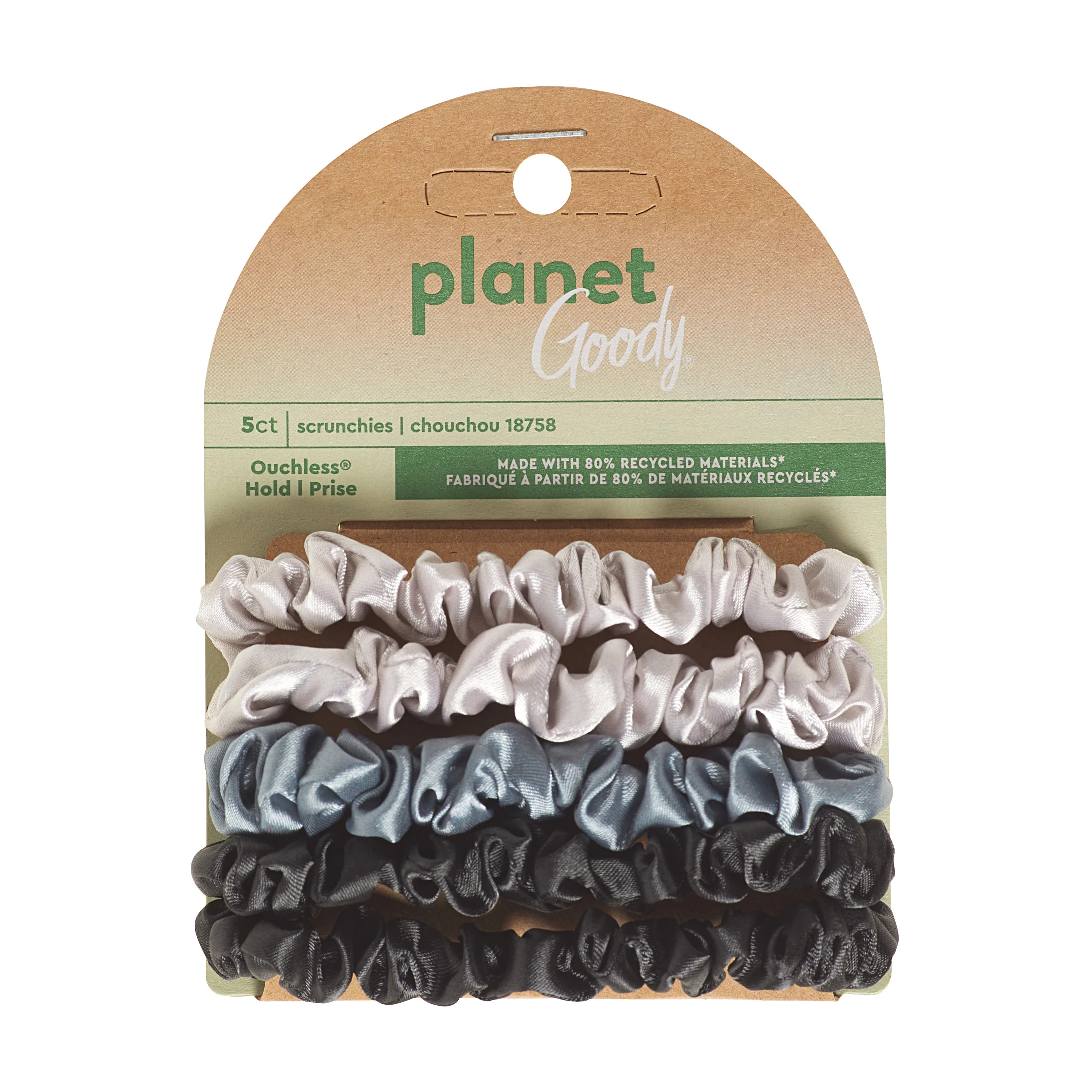 Planet Goody Recycled Satin Skinny Scrunchies, For All Hair Types, Assorted Colors, 5 Ct | Walmart (US)