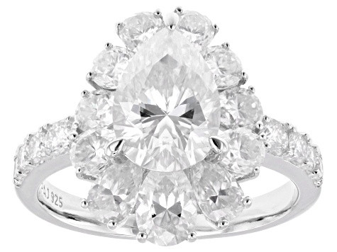 Moissanite Platineve Halo Ring 4.65ctw DEW. - MFJ849 | JTV Jewelry