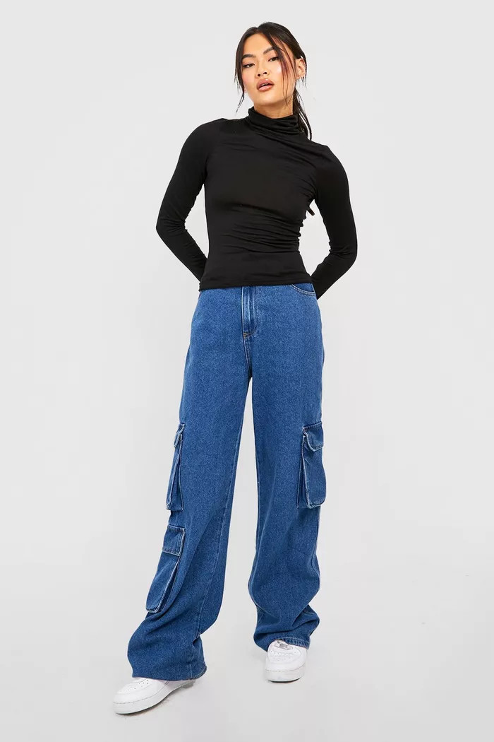 Turtleneck Jersey Knit Long Sleeve Top | boohoo (US & Canada)