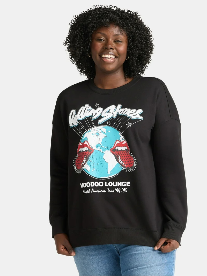 Terra & Sky Women's Plus The Rolling Stones Voodoo Lounge Sweatshirt with Long Sleeves, Sizes 0X-... | Walmart (US)
