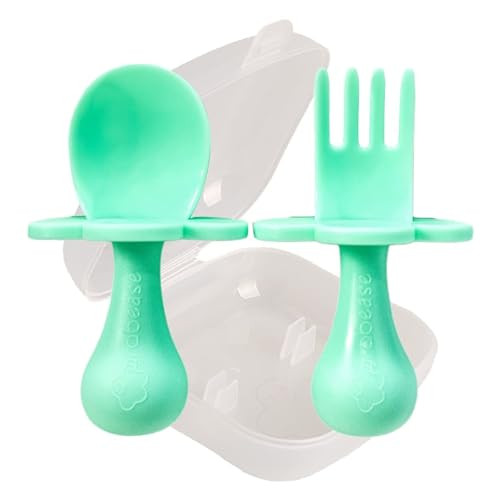 Grabease Baby Spoons Toddler Spoons Baby Silverware Toddler Utensils, BPA-Free & Phthalate-Free for Baby & Toddler, 1 Set, Mint | Amazon (US)