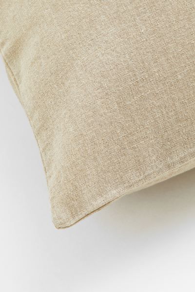 Linen-blend Cushion Cover - Light beige/Happy Holidays - Home All | H&M US | H&M (US)