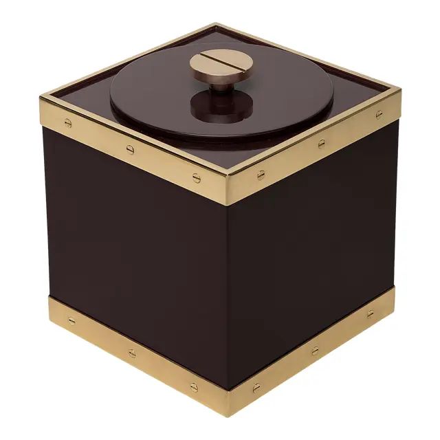 Edge Ice Bucket in Brown / Brass - Flair Home for The Lacquer Company | Chairish