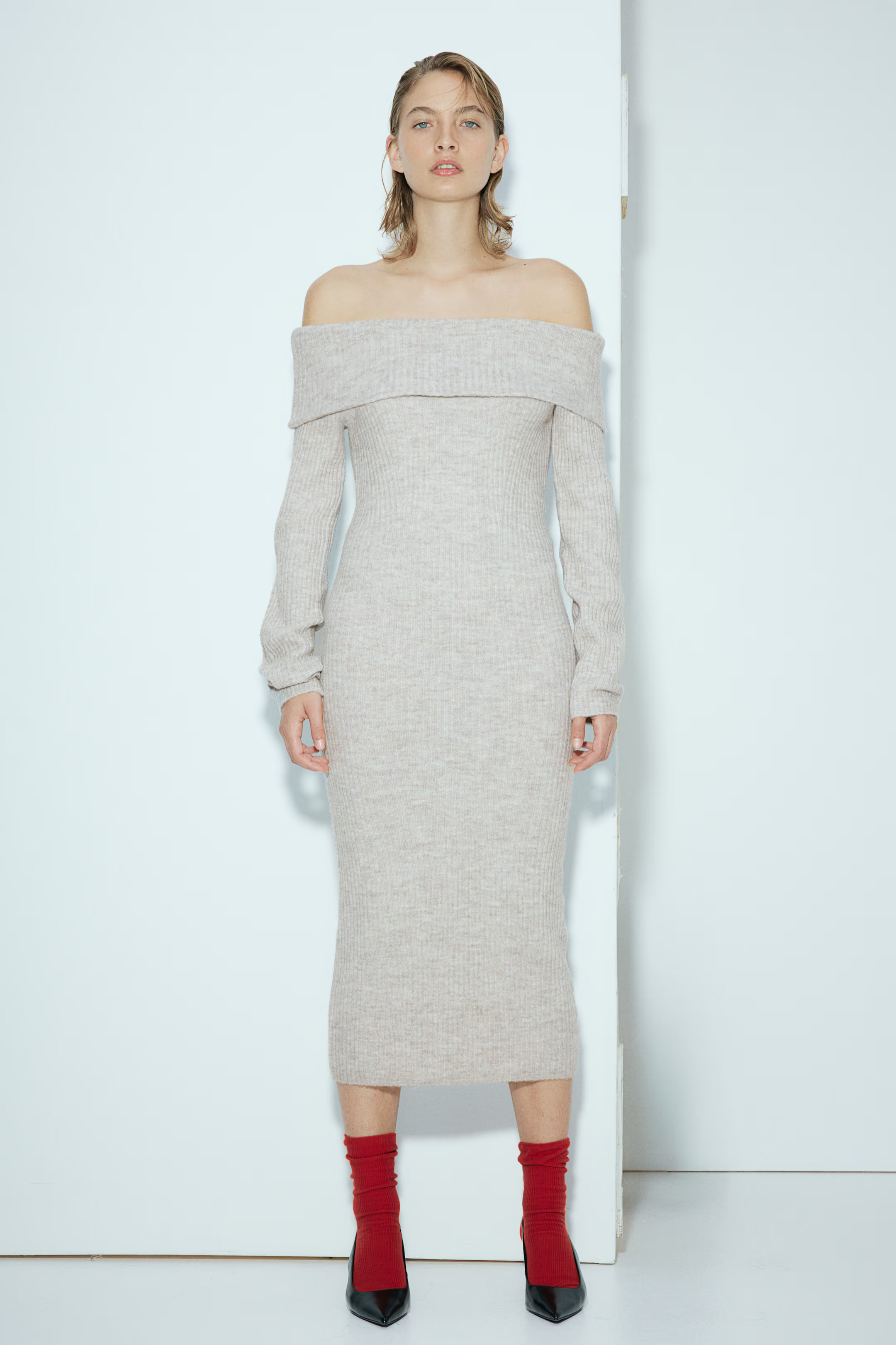 Rib-Knit Off-the-Shoulder Dress | H&M (US + CA)