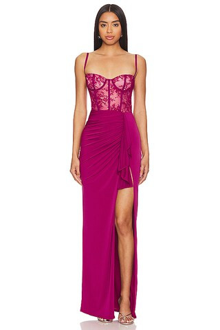 Katie May Willow Gown in Pink Peacock from Revolve.com | Revolve Clothing (Global)