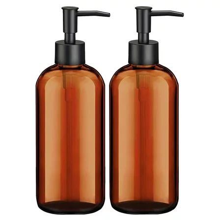 Amber Soap Dispenser with Pump (2 Pack 16 Oz) Soap Dispenser Bathroom Hand Soap Dispenser Dish Soap  | Walmart (US)