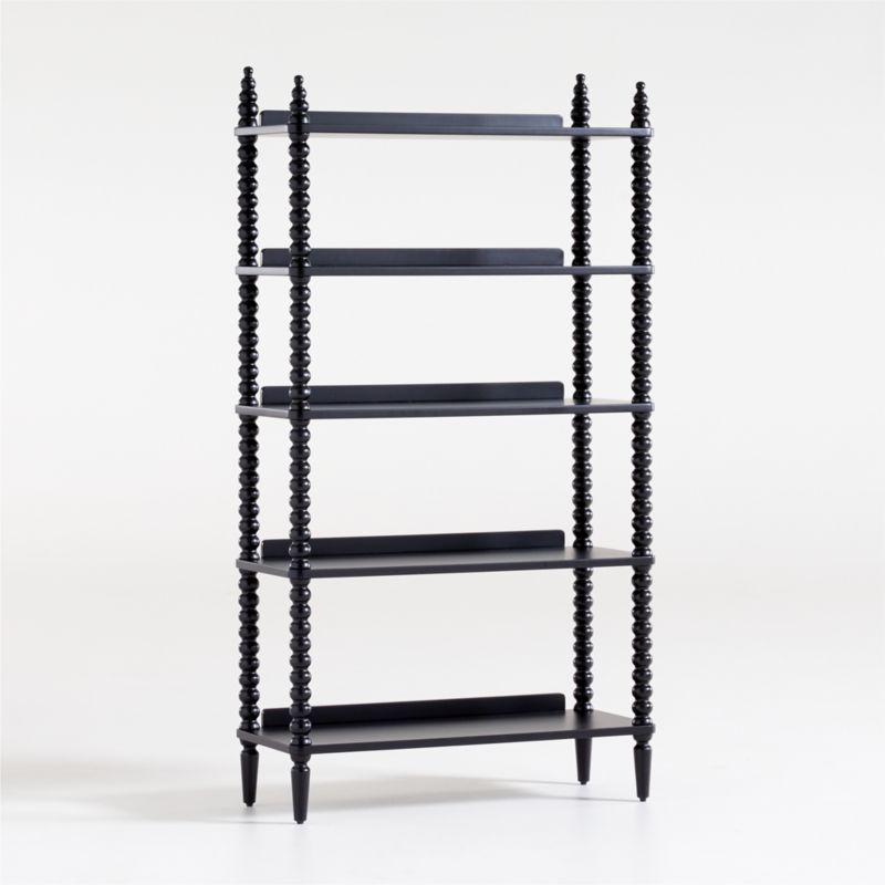 Jenny Lind Black Wood Spindle 5-Shelf Kids Bookcase + Reviews | Crate & Kids | Crate & Barrel