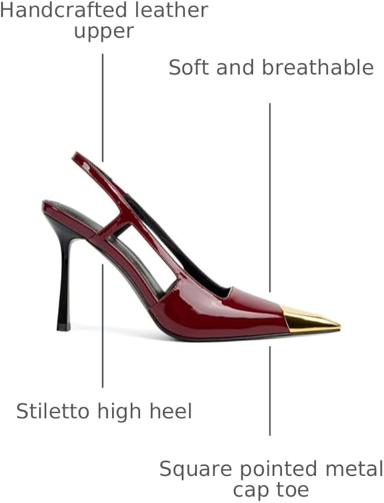 Vertundy Slingback Heels for Women Metal Pointed Toe Stiletto High Heel Pumps Slip On Shoes Geome... | Amazon (US)