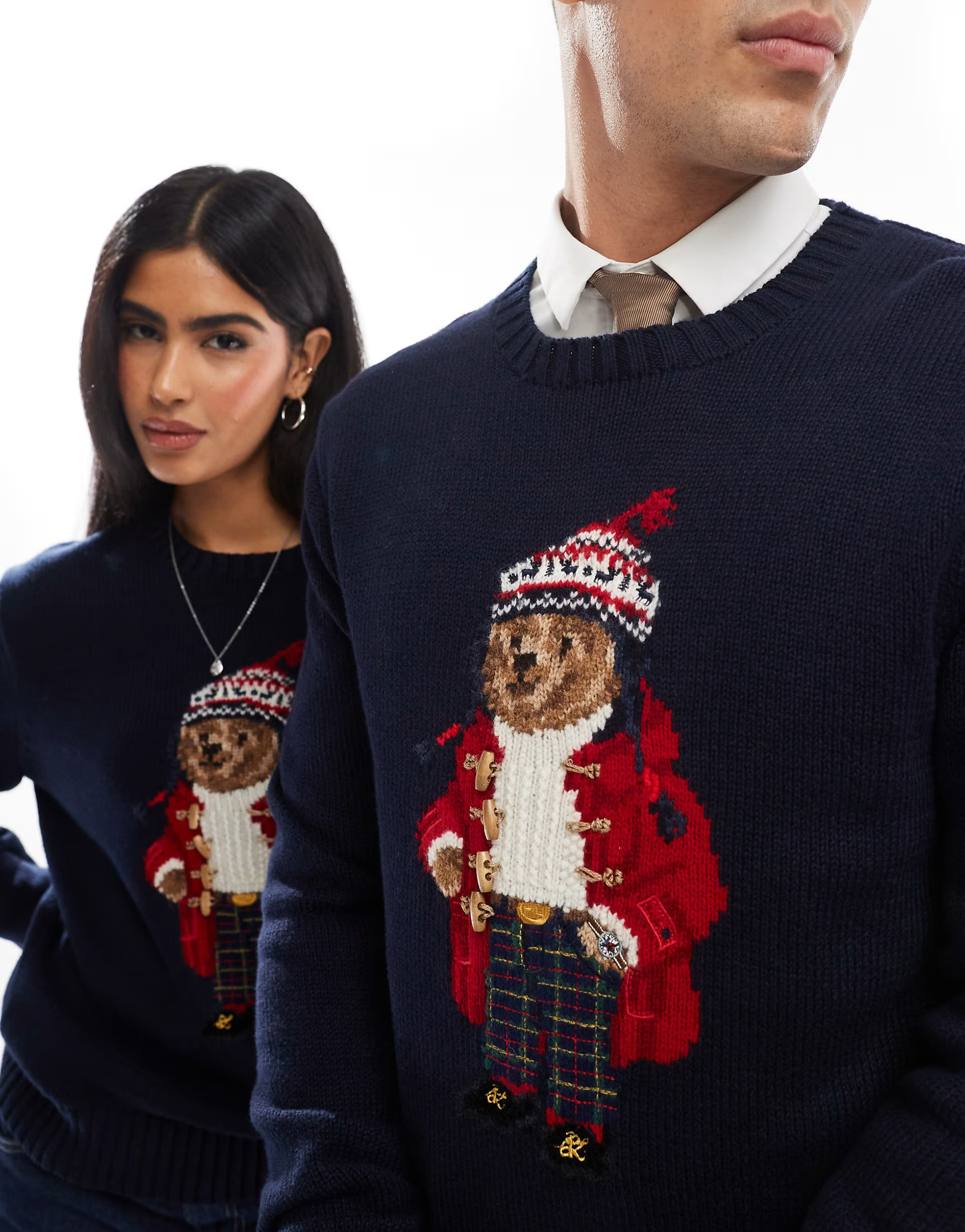 Polo Ralph Lauren unisex holiday bear cotton blend knit jumper in navy | ASOS | ASOS (Global)