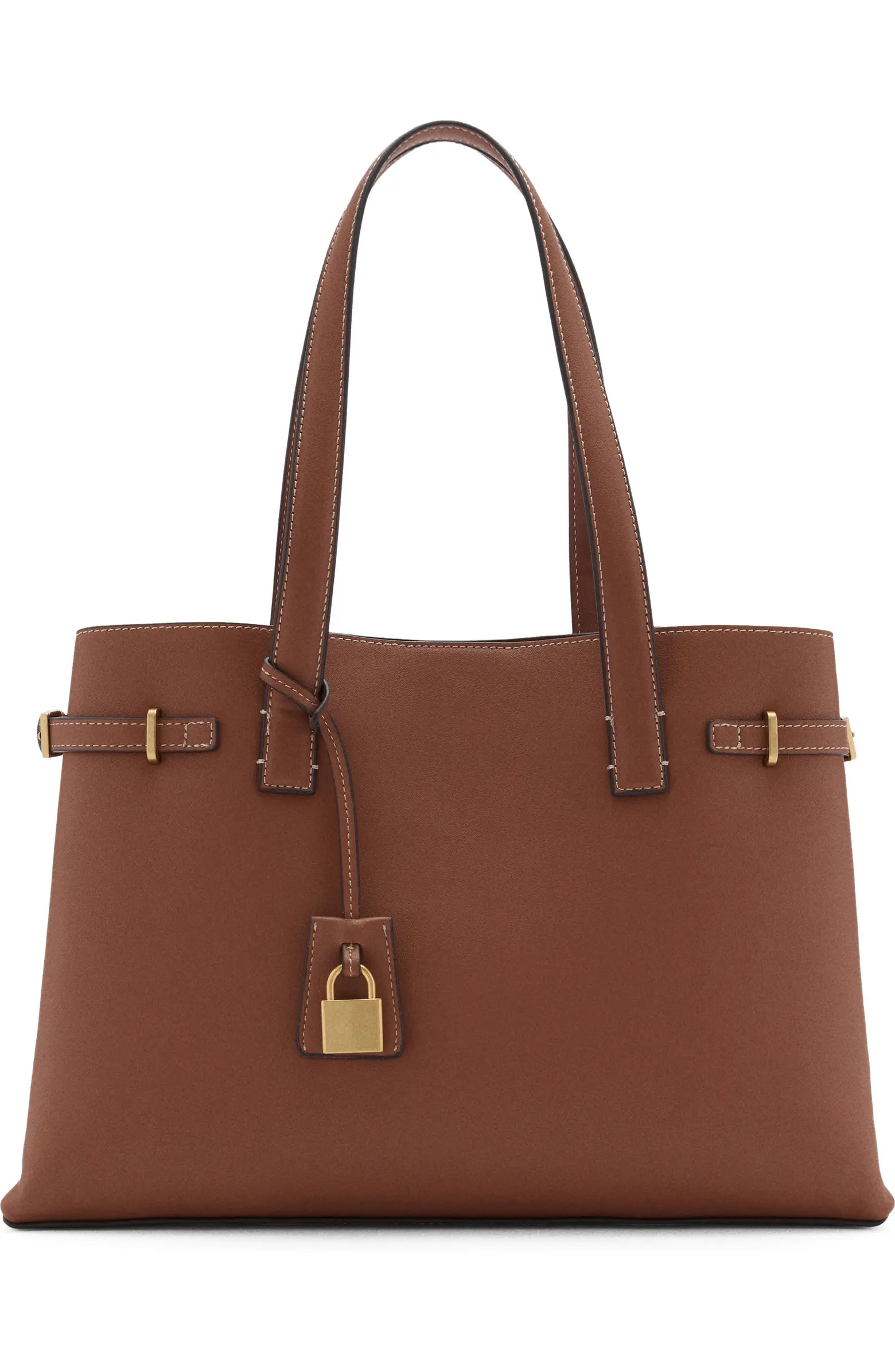 Padlock Detail Faux Leather Shopper Bag | Nordstrom